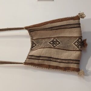 Brown and Cream Woven Shoulder Bag